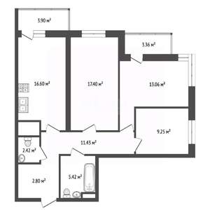 3-к квартира, вторичка, 87м2, 9/21 этаж