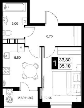 1-к квартира, вторичка, 35м2, 9/20 этаж