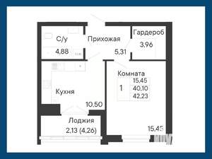 1-к квартира, вторичка, 42м2, 3/8 этаж