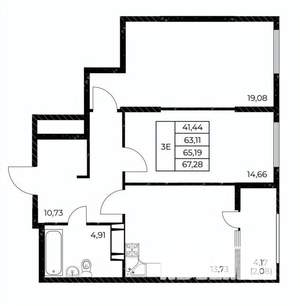2-к квартира, вторичка, 67м2, 9/25 этаж