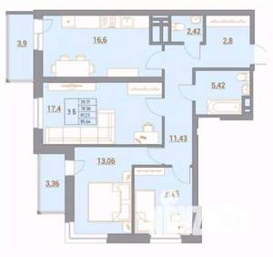 4-к квартира, вторичка, 87м2, 3/22 этаж