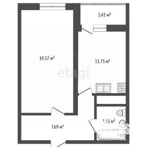 1-к квартира, вторичка, 46м2, 15/21 этаж