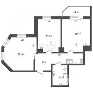 3-к квартира, вторичка, 80м2, 2/13 этаж