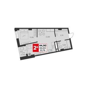 2-к квартира, вторичка, 45м2, 11/22 этаж