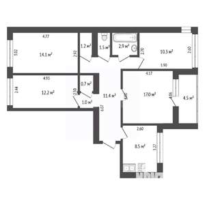4-к квартира, вторичка, 85м2, 9/9 этаж