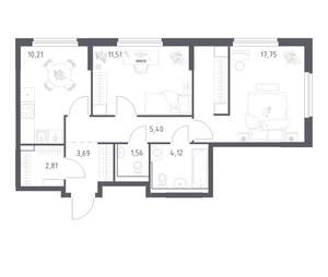 2-к квартира, вторичка, 57м2, 2/17 этаж