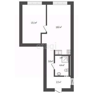 2-к квартира, вторичка, 42м2, 8/23 этаж