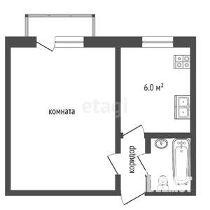 1-к квартира, вторичка, 31м2, 4/9 этаж