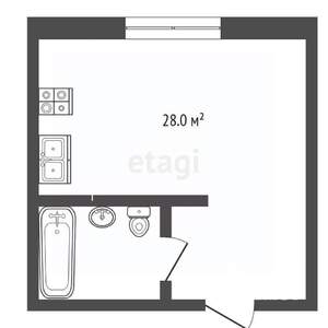 Студия квартира, вторичка, 28м2, 2/2 этаж