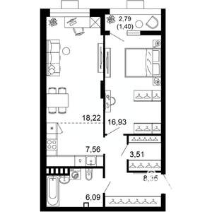 2-к квартира, вторичка, 62м2, 3/10 этаж