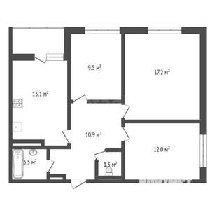3-к квартира, вторичка, 69м2, 13/24 этаж