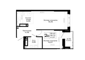 1-к квартира, вторичка, 41м2, 18/20 этаж