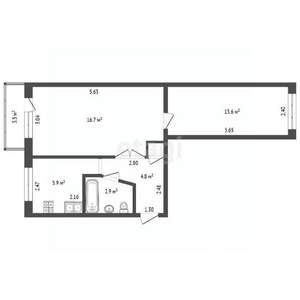 2-к квартира, вторичка, 45м2, 4/5 этаж