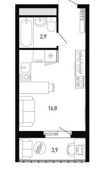 Студия квартира, вторичка, 21м2, 7/12 этаж