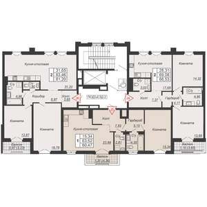 1-к квартира, вторичка, 60м2, 2/7 этаж