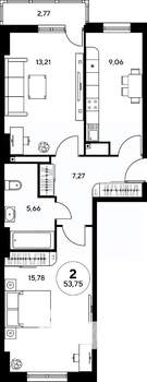 2-к квартира, вторичка, 54м2, 5/25 этаж