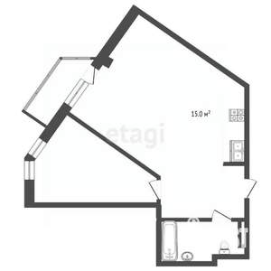 1-к квартира, вторичка, 60м2, 15/15 этаж