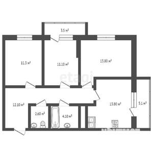 3-к квартира, вторичка, 71м2, 11/24 этаж