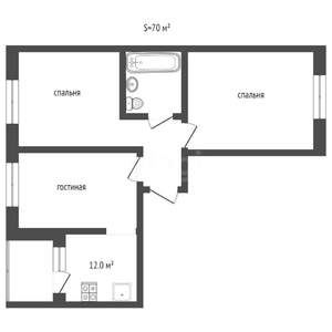 3-к квартира, вторичка, 63м2, 2/9 этаж