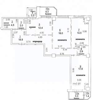 3-к квартира, вторичка, 95м2, 14/17 этаж