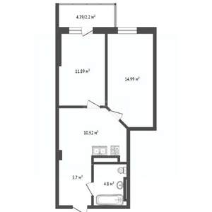 2-к квартира, вторичка, 53м2, 21/24 этаж