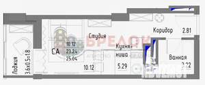 Студия квартира, вторичка, 25м2, 17/25 этаж