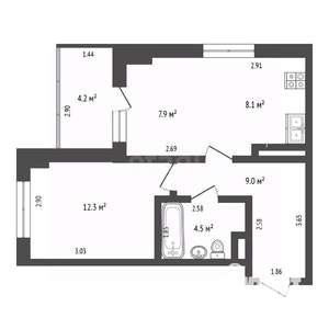 1-к квартира, вторичка, 46м2, 16/19 этаж