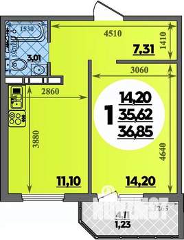 1-к квартира, вторичка, 37м2, 16/17 этаж