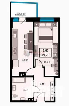 1-к квартира, вторичка, 42м2, 5/24 этаж