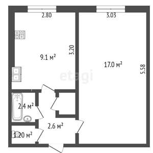 1-к квартира, вторичка, 33м2, 9/9 этаж