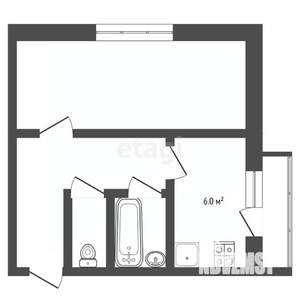 1-к квартира, вторичка, 32м2, 2/5 этаж