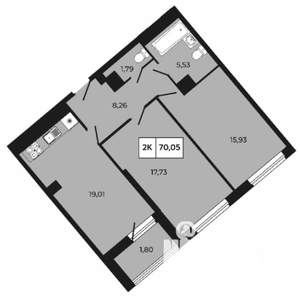 2-к квартира, вторичка, 70м2, 13/21 этаж