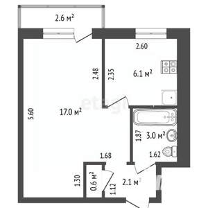 1-к квартира, вторичка, 31м2, 5/5 этаж
