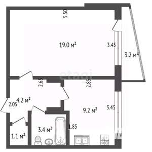 1-к квартира, вторичка, 37м2, 5/9 этаж