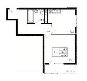 1-к квартира, вторичка, 39м2, 6/18 этаж