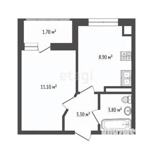 1-к квартира, вторичка, 29м2, 6/6 этаж