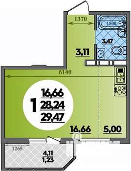 Студия квартира, вторичка, 29м2, 4/17 этаж