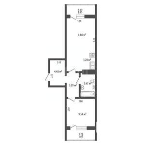 1-к квартира, вторичка, 42м2, 2/18 этаж