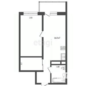 1-к квартира, вторичка, 44м2, 15/18 этаж