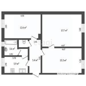 3-к квартира, вторичка, 62м2, 2/3 этаж