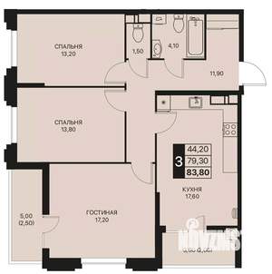 3-к квартира, строящийся дом, 84м2, 12/12 этаж