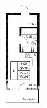 Студия квартира, вторичка, 24м2, 20/25 этаж