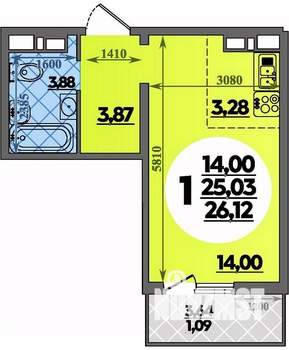 Студия квартира, вторичка, 26м2, 7/17 этаж