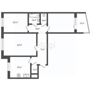 3-к квартира, вторичка, 67м2, 2/9 этаж
