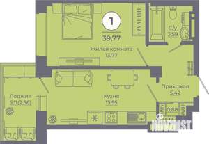 1-к квартира, вторичка, 39м2, 23/24 этаж
