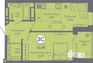 1-к квартира, вторичка, 42м2, 24/24 этаж