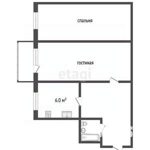 2-к квартира, вторичка, 43м2, 3/5 этаж