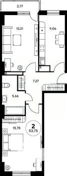 2-к квартира, вторичка, 54м2, 22/25 этаж