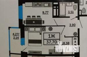 1-к квартира, вторичка, 38м2, 9/24 этаж