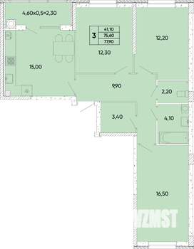 3-к квартира, вторичка, 78м2, 2/9 этаж